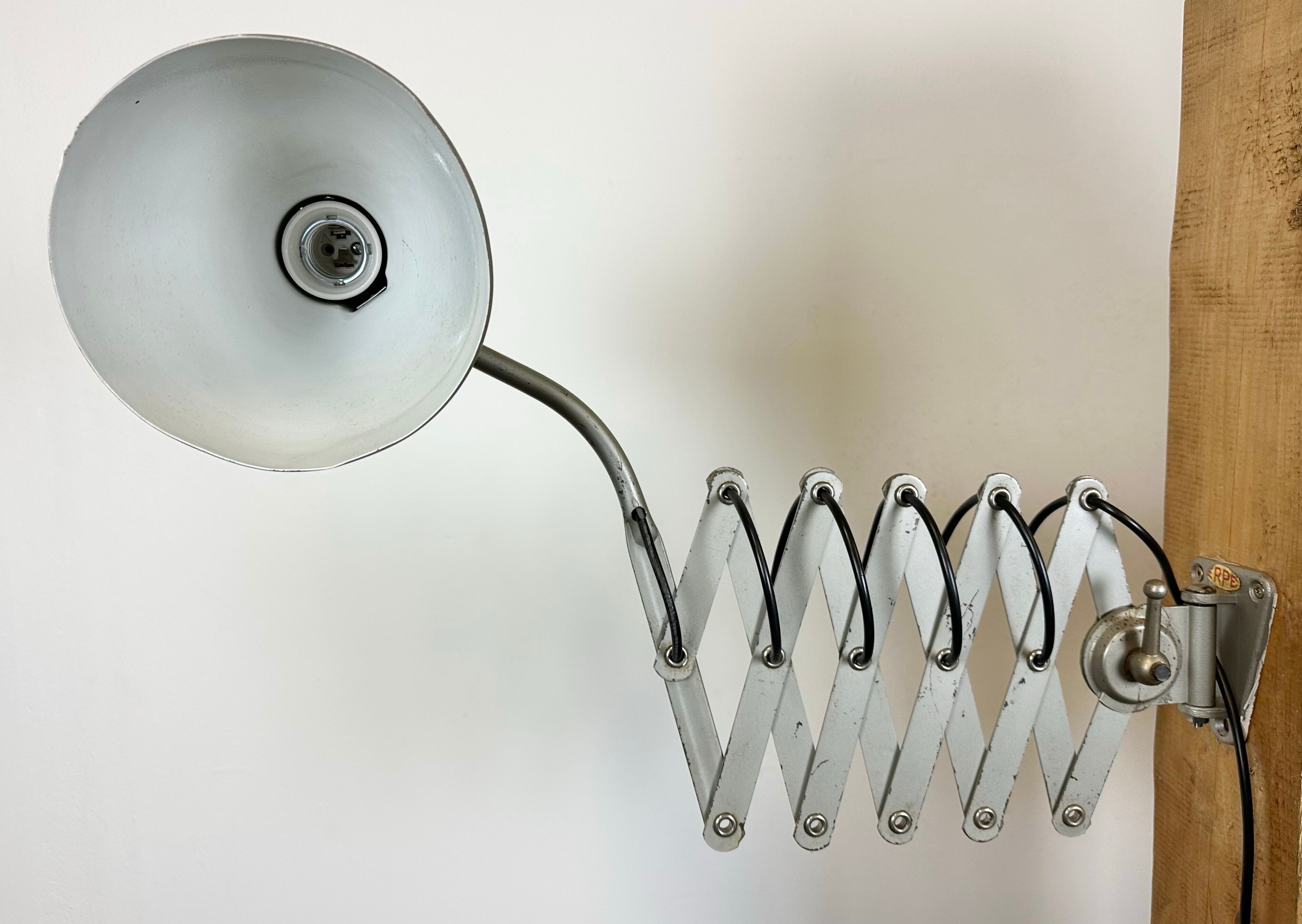 Grey industrial scissor wall lamp from erpe, 1960s