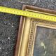Tableau, huile sur panneau encadrée, portrait enfant au jardin style anglais, XIXe