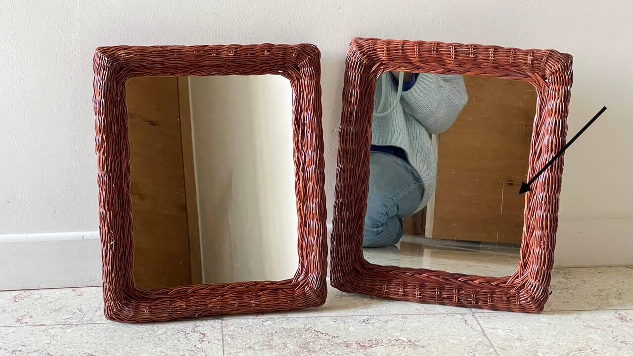 Pair of VINTAGE Rattan MIRRORS
