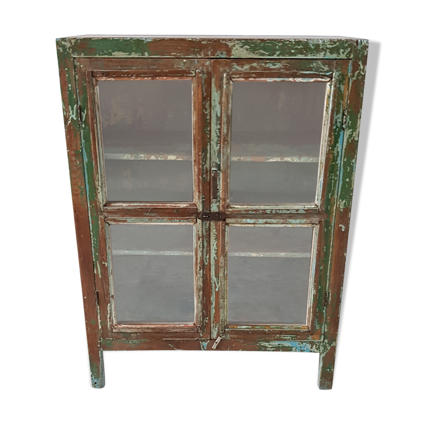 Former teak cabinet with its original green patina
