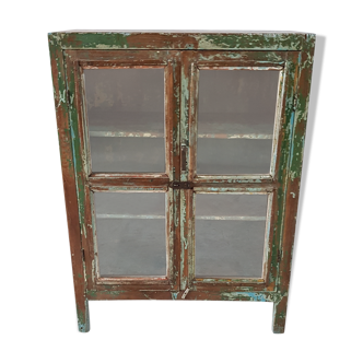 Former teak cabinet with its original green patina