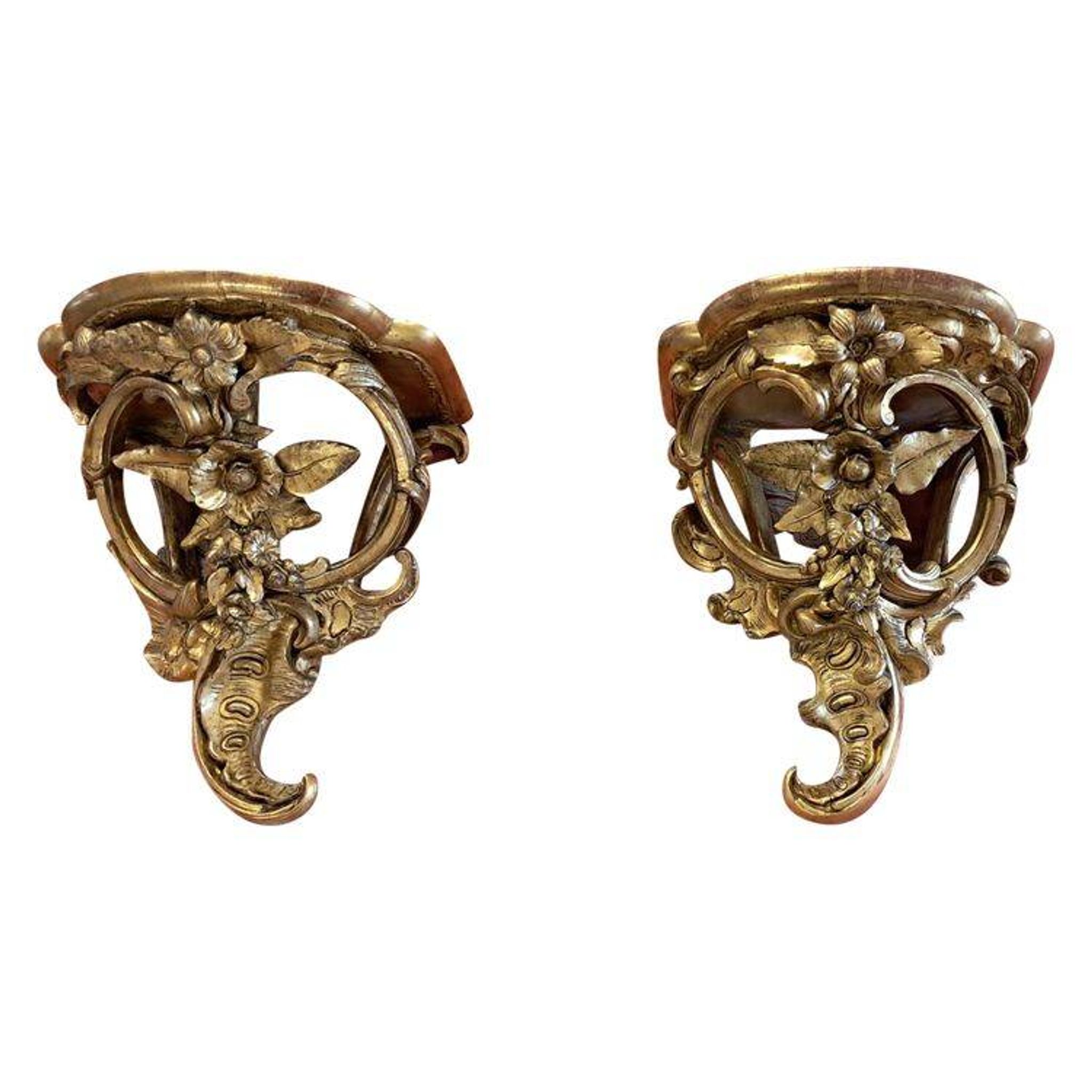 Pair of 19th century wall consoles 33x30