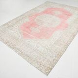 7x10 Vintage Soft Red & Beige Vintage Oushak Area Rug, 207x310 Cm
