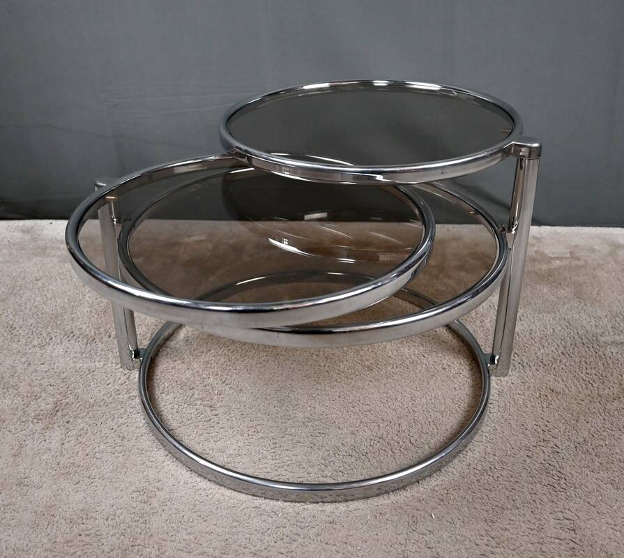 Coffee table with rotating trays, attributed to Milo Baughman – 1970