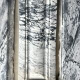 Pompadour fireplace in Louis XV style from around 1880 in blue floral marble.