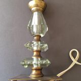 Pied de lampe en verre taillé à facettes et base en laiton