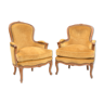 Paire de fauteuils bergères de style Louis XV