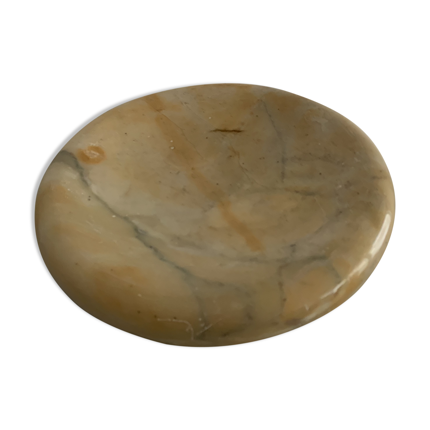 Vintage beige round marble ashtray