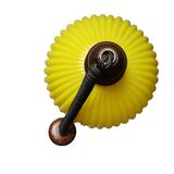 Lampe suspendue en verre nervuré jaune des années 1970