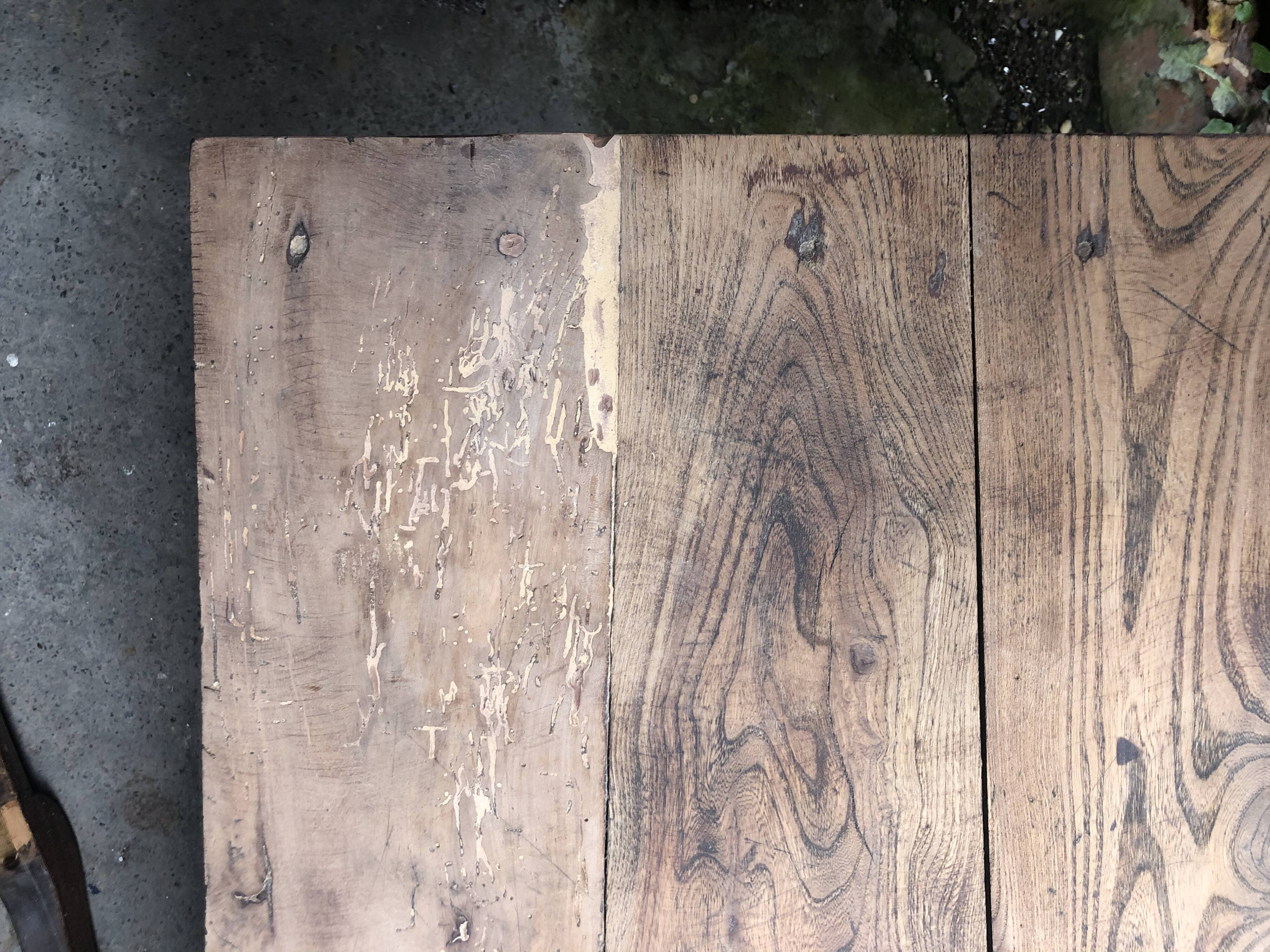 Raw wood farm table coffee table