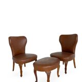 Set of the side chairs and stool for leg, 1950s.