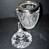 Sugar bowl candy dish in molded crystal and vintage chrome handle Ice bucket H23