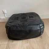Moroccan vintage square leather pouf