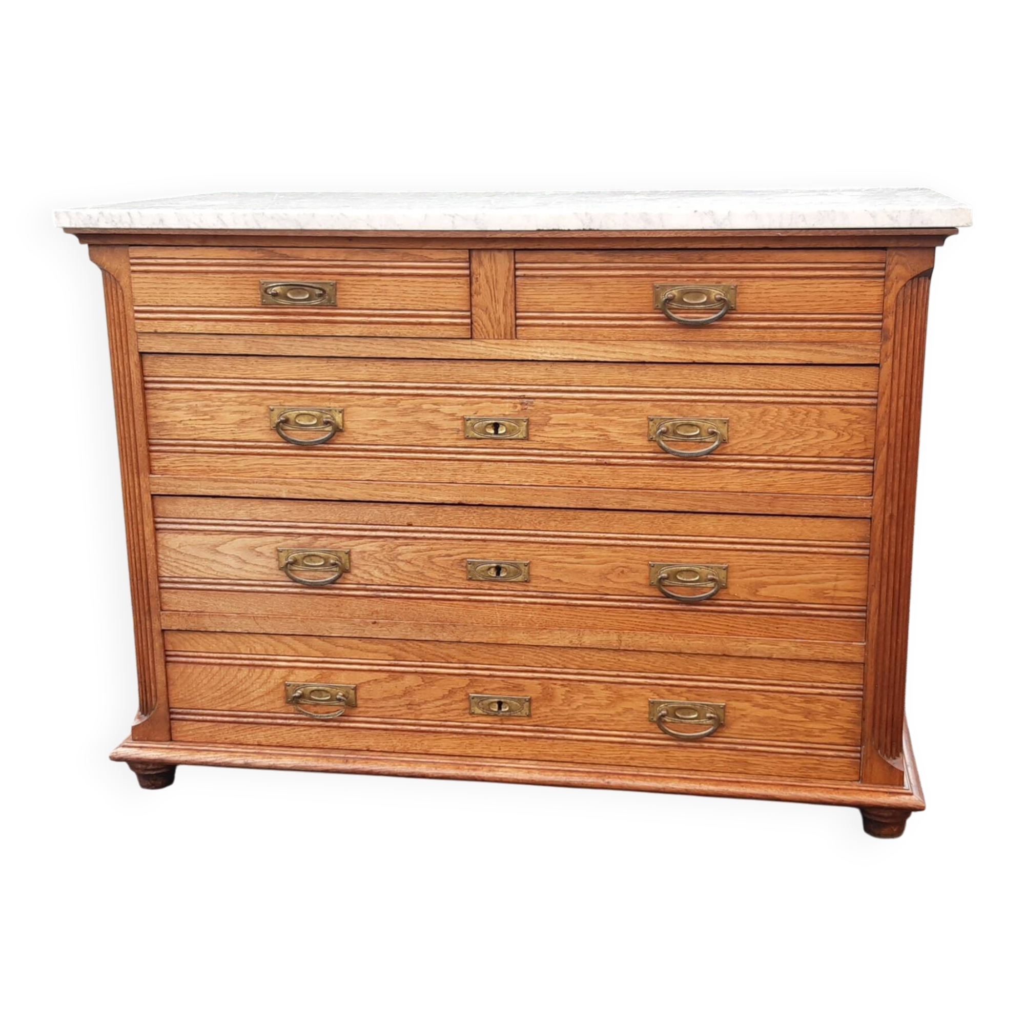 Commode en chêne et marbre