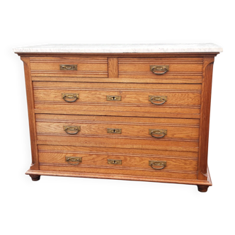 Commode en chêne et marbre