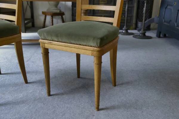Pair of modern chairs with green velvet seats, 1940s