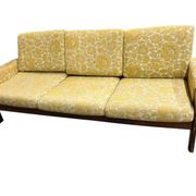 Vintage wooden sofa / armchair with yellow accent