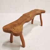 Brutalist solid wood bench, 1950
