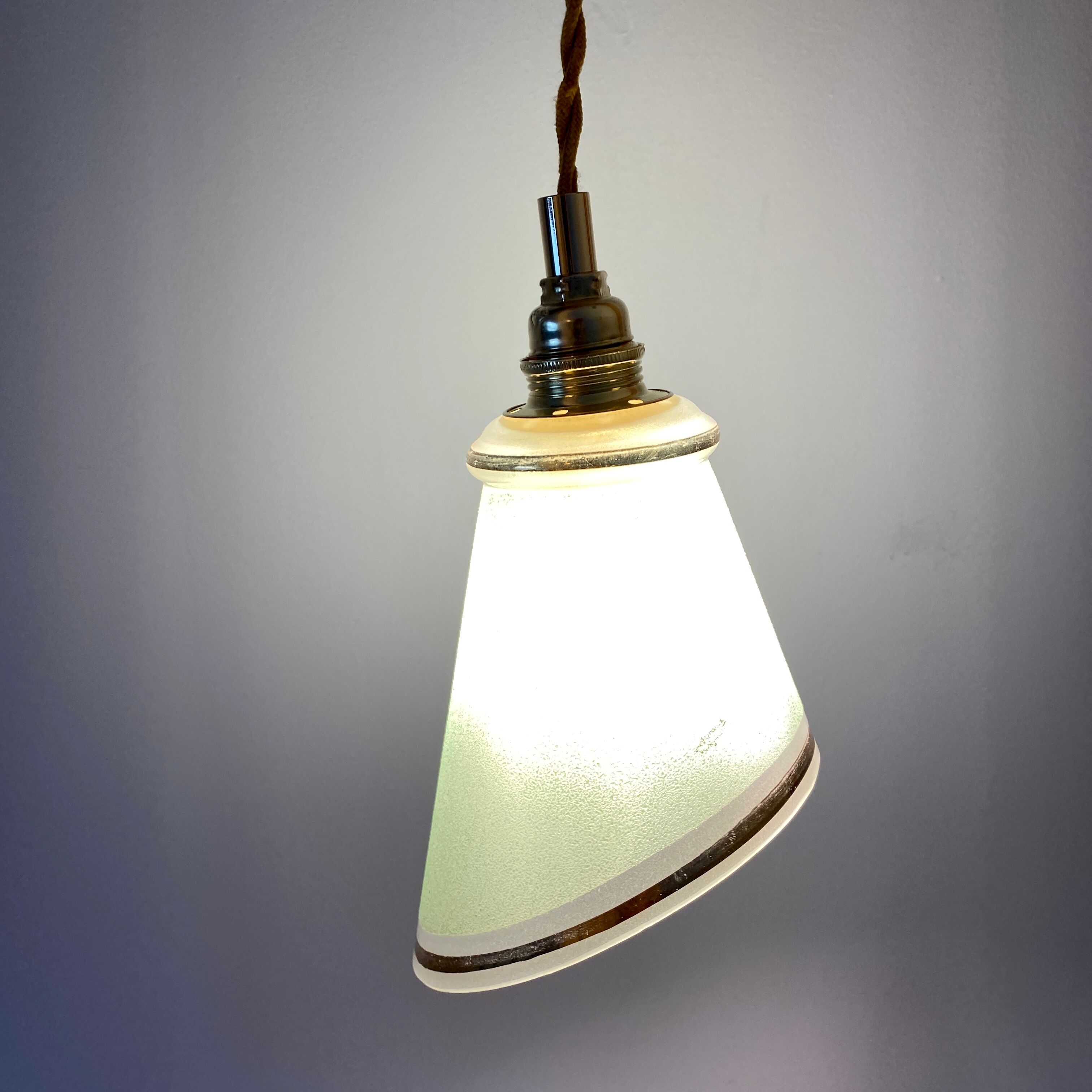 Vintage tulip walkman in green sandblasted glass