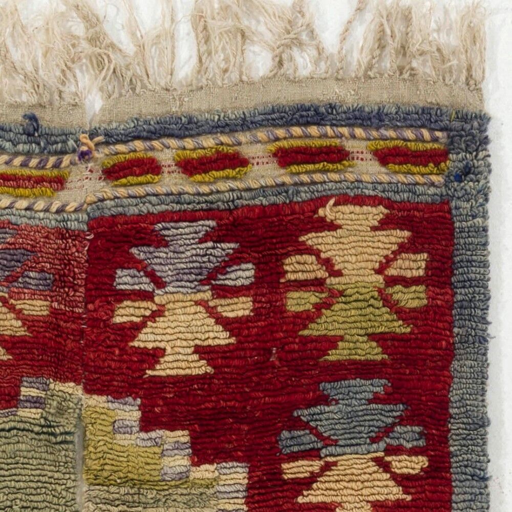 One-of-a-Kind Vintage Hand-Knotted Turkish Tulu Prayer Rug with Niche Design, 100% Wool