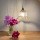 Suspention tulipe vintage en verre ambré