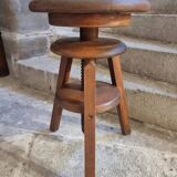 Vintage French adjustable beech stool, 1950s