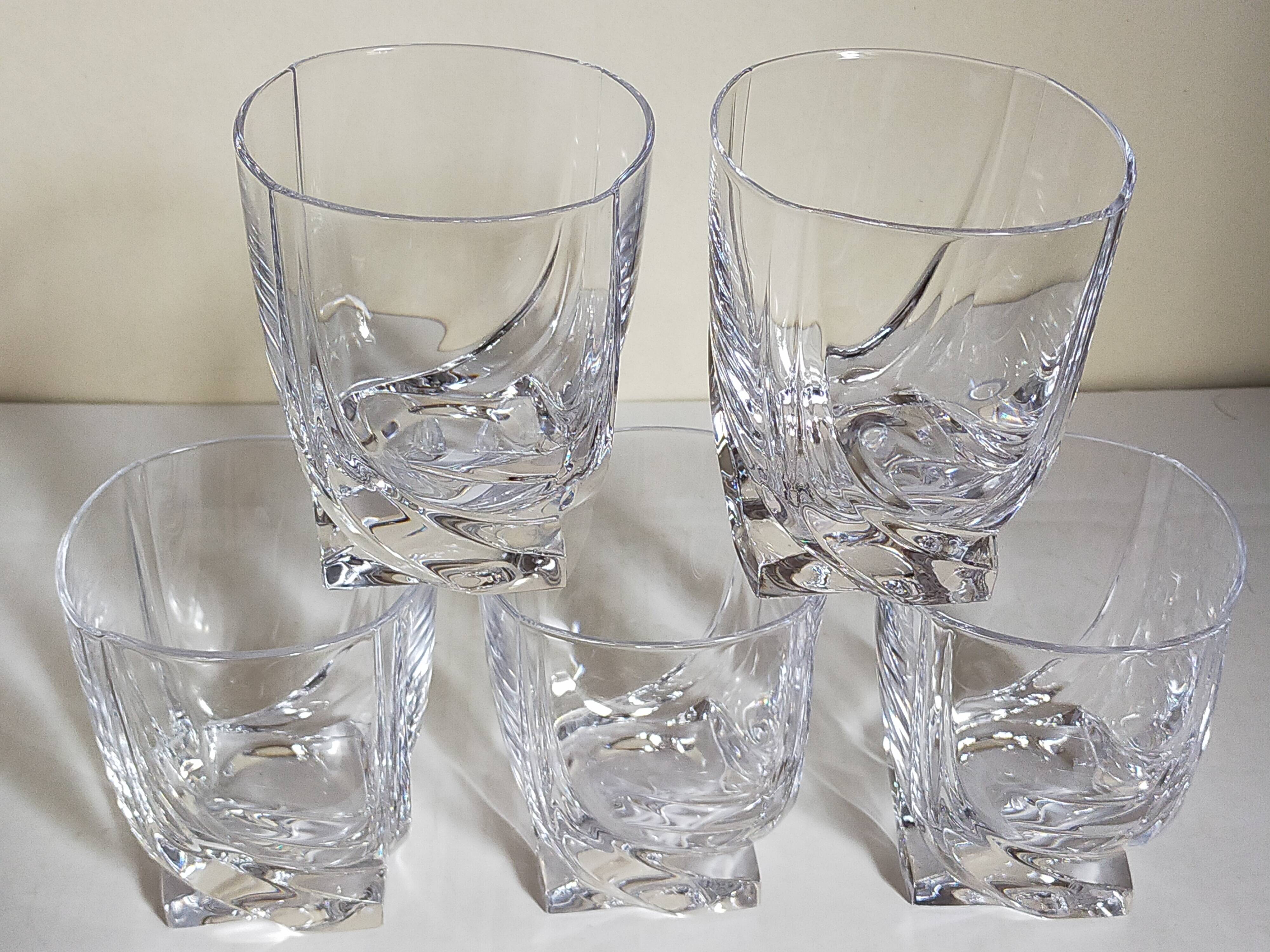 Five vintage crystal whiskey glasses