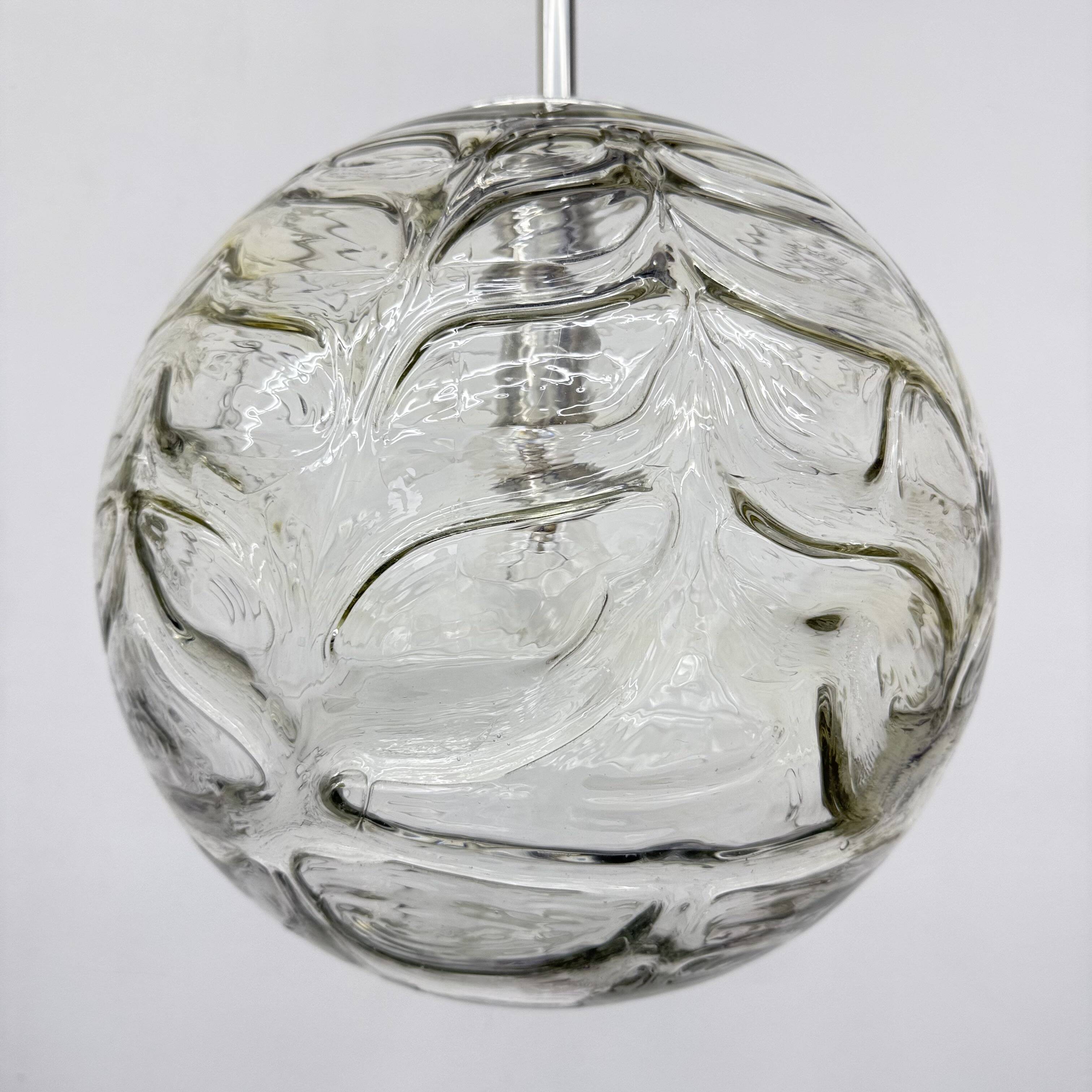 Doria leuchten glass hanging lamp , 1970s