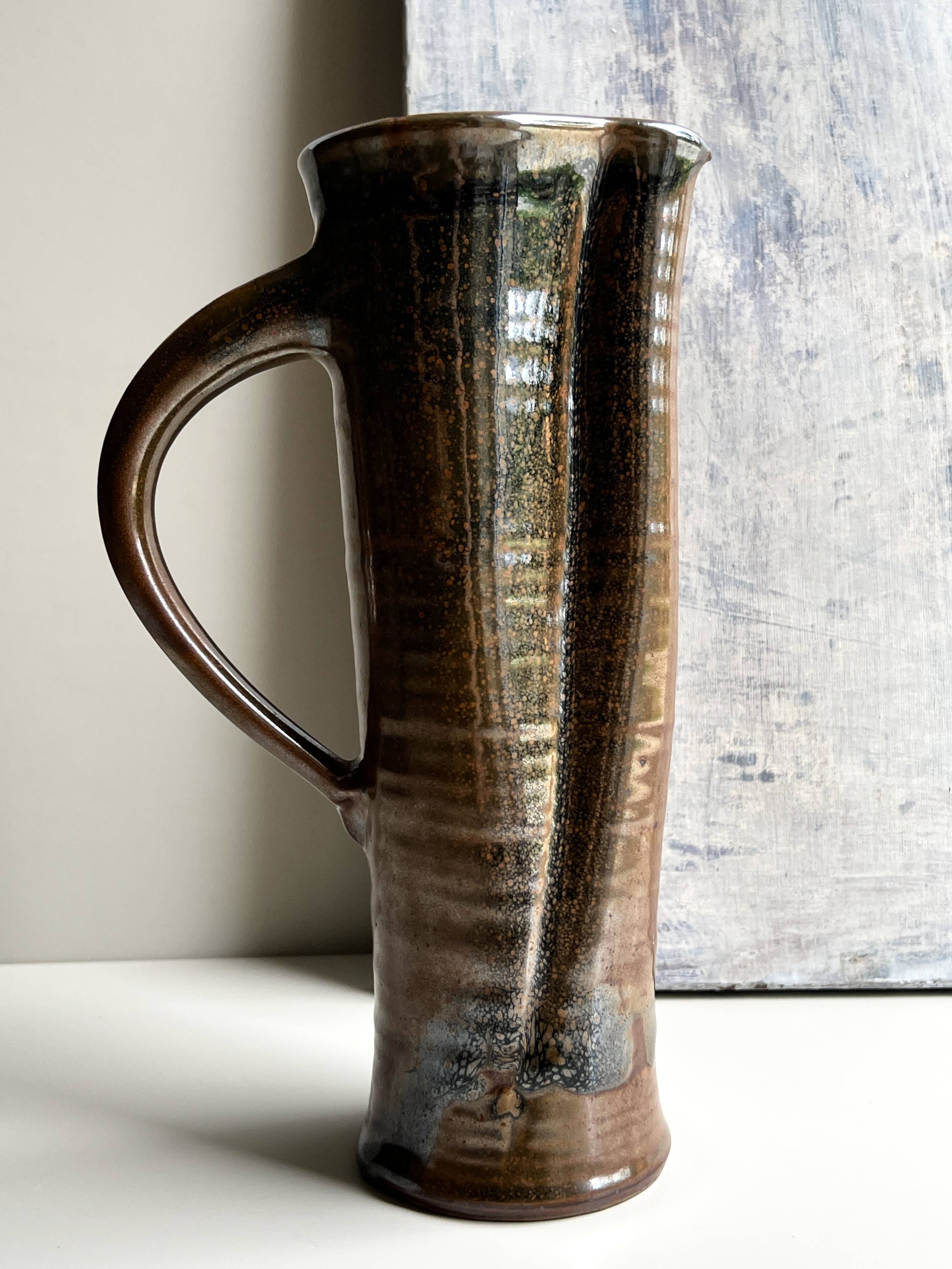 large vase / ceramic pitcher with glaze and signed