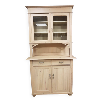 Old vintage two-body dresser in lightened pine.