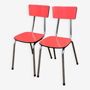 Pair of red Formica Roc chairs 1960