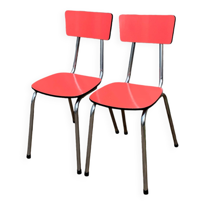 Paire de chaises Formica rouge Roc 1960