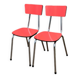 Pair of red Formica chairs Roc 1960