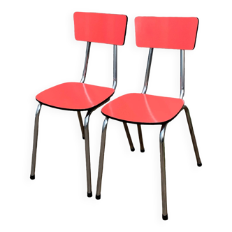 Paire de chaises Formica rouge Roc 1960