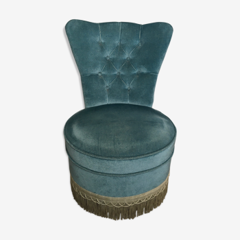 Blue velvet toad chair