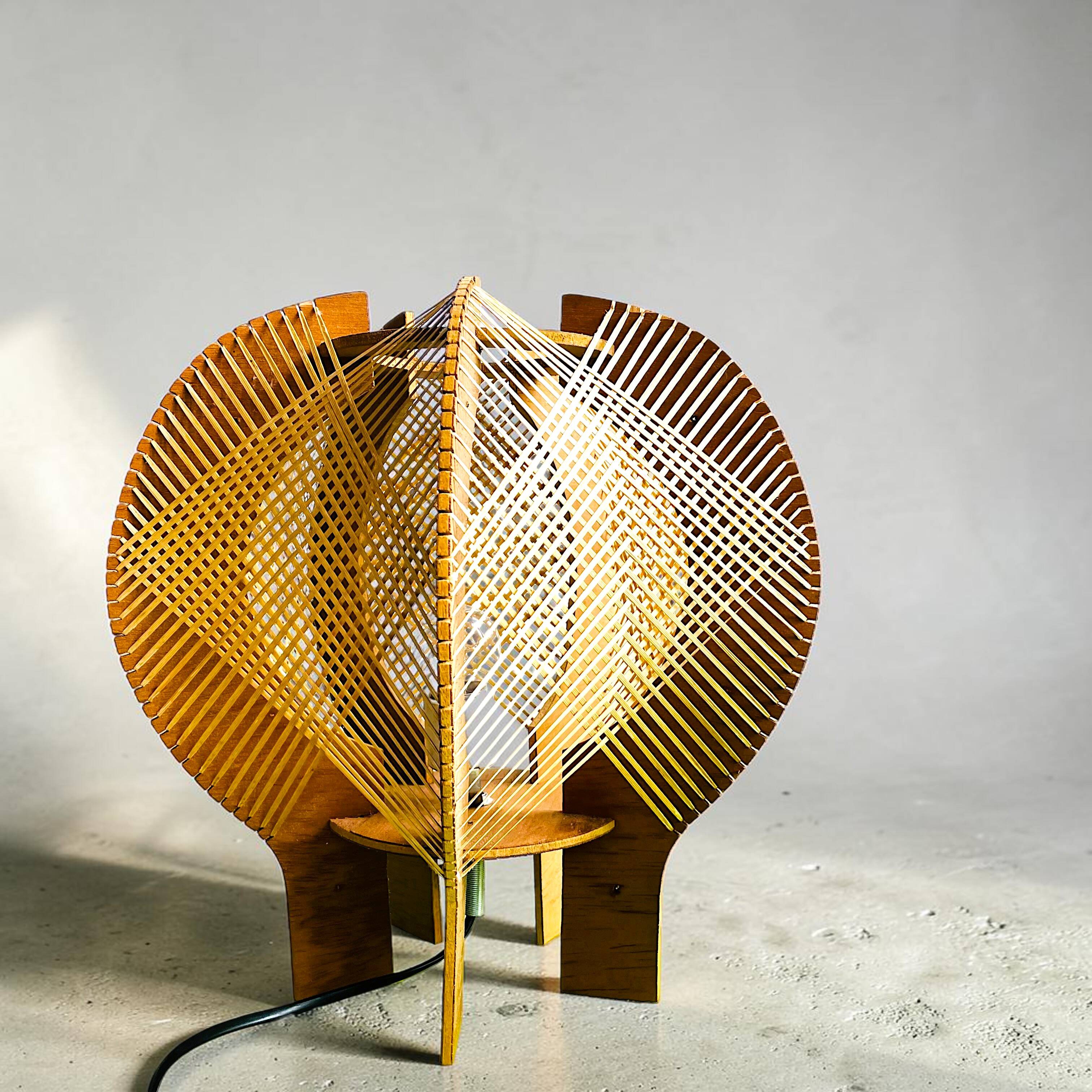 Mid century sculptural wooden table lamp