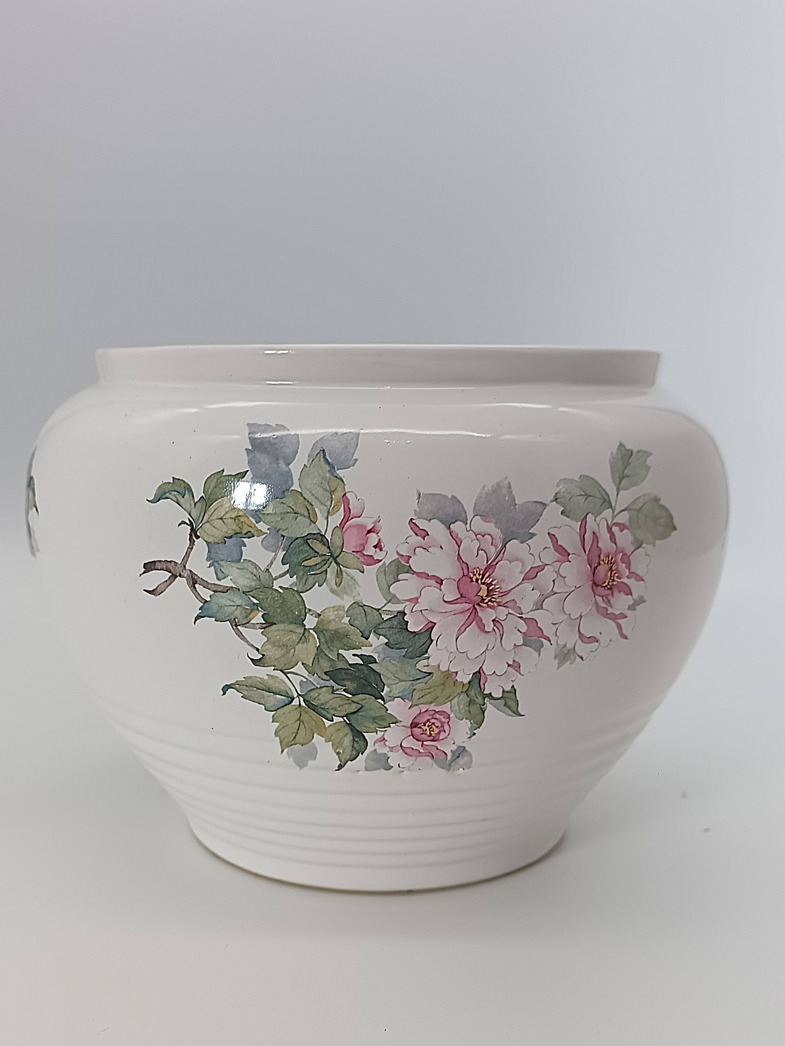 Vintage Ceramic Cache-Pot Bouc-Cérame France – Peony Decor
