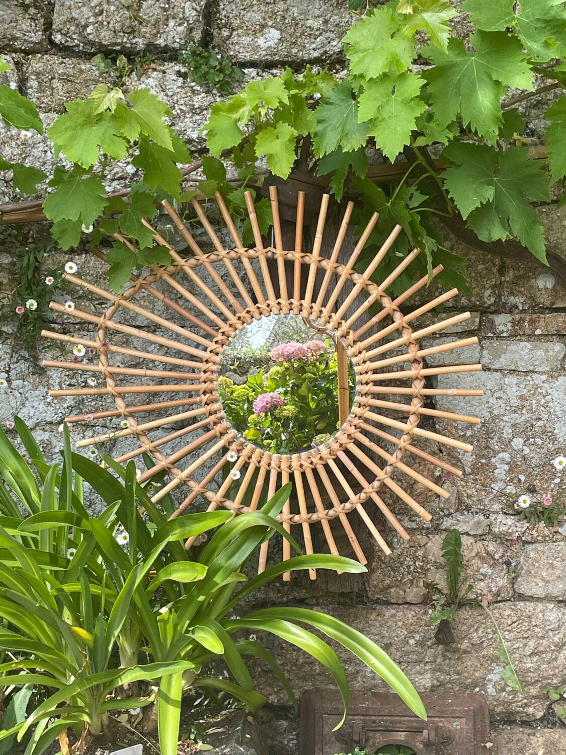 Rattan sun mirror 70'