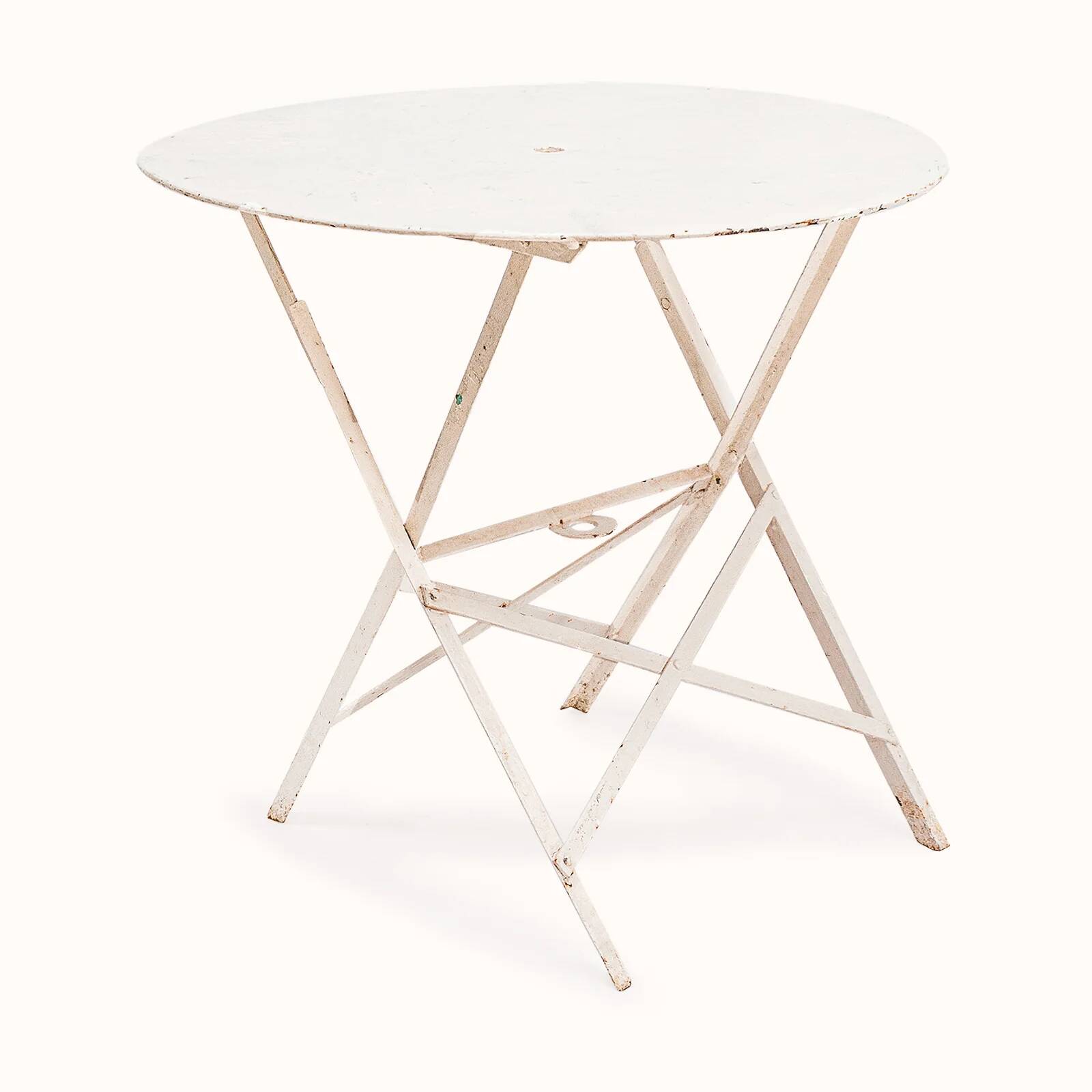 Table pliante ronde française vintage en fer