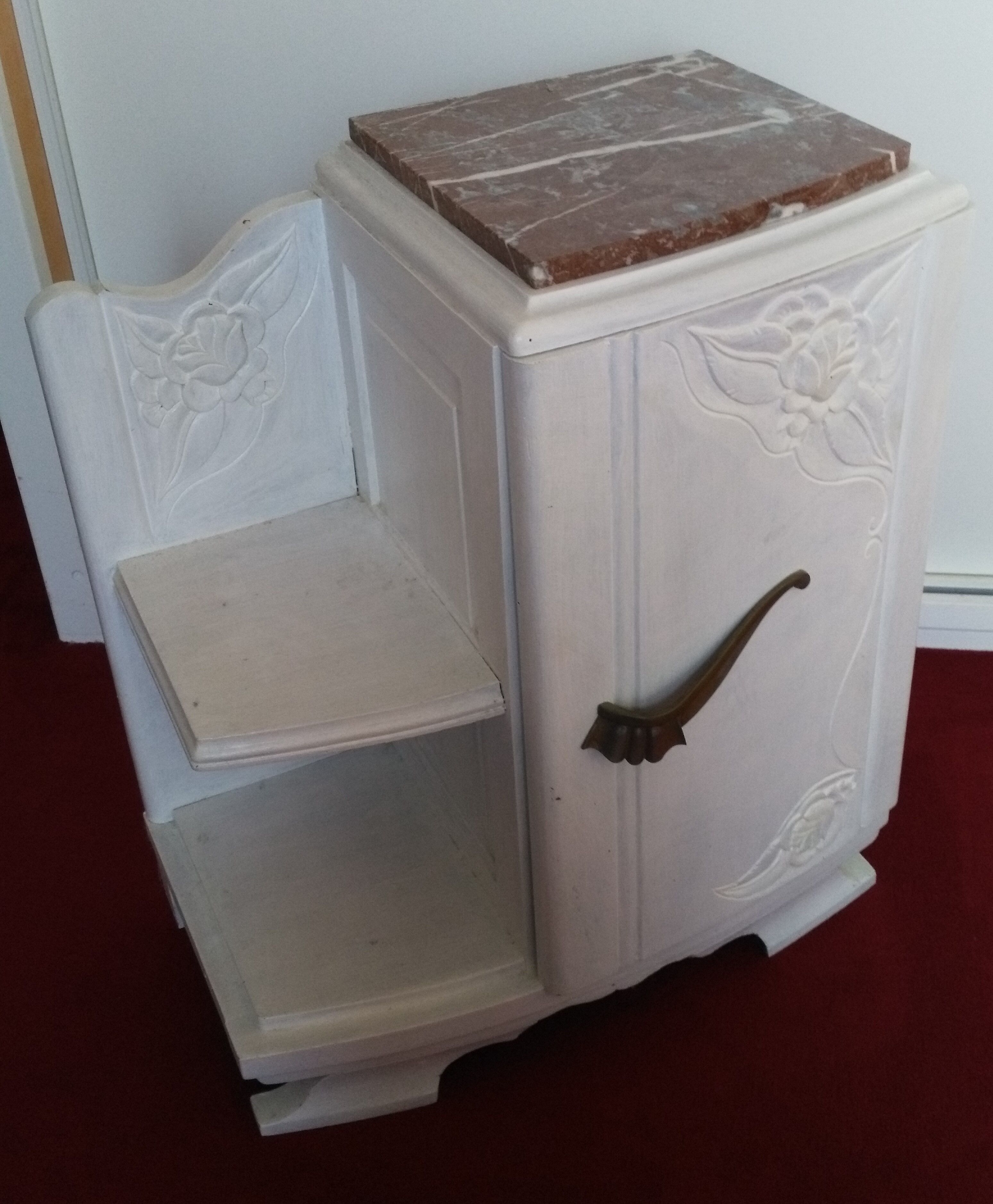 Art Deco bedside table top red marble