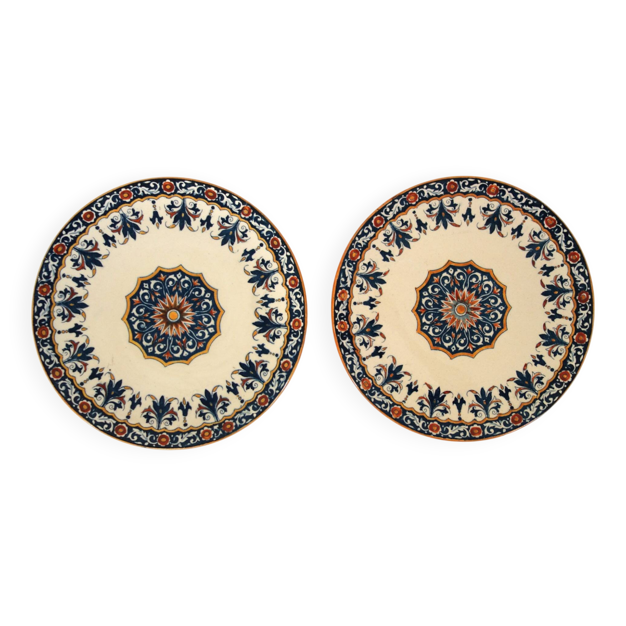 2 decorative wall plates Gien, circa 1900