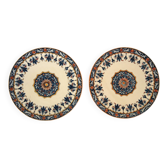 2 decorative wall plates Gien, circa 1900