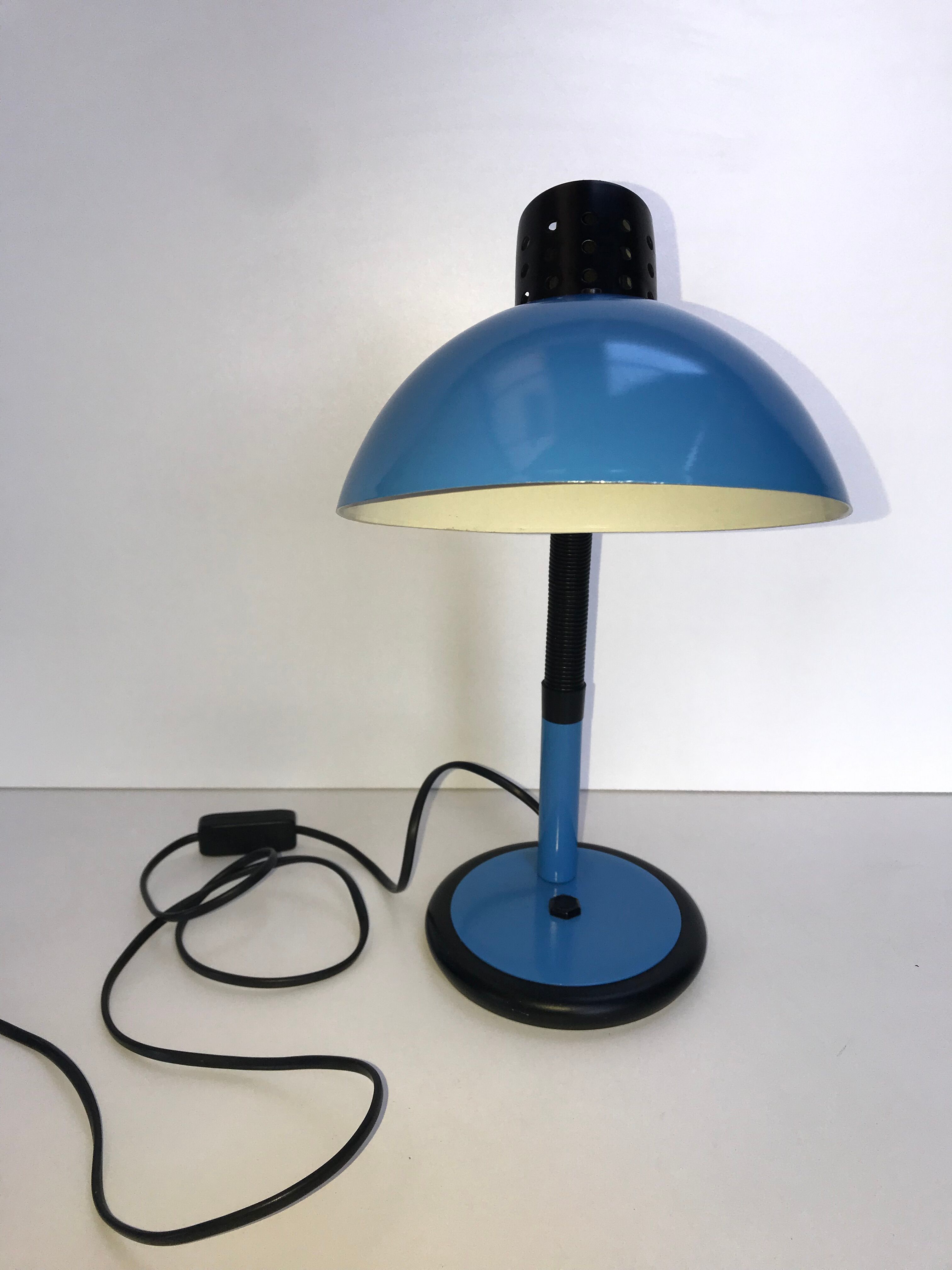 Blue and black desk lamp
