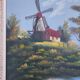 Large vintage painting "Landscape with Windmill" – Signed PAL – 1960s/70s