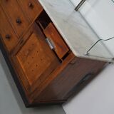 Large Antique Art Deco German Oak & Marble Chocolate Shop Counter, 1920s