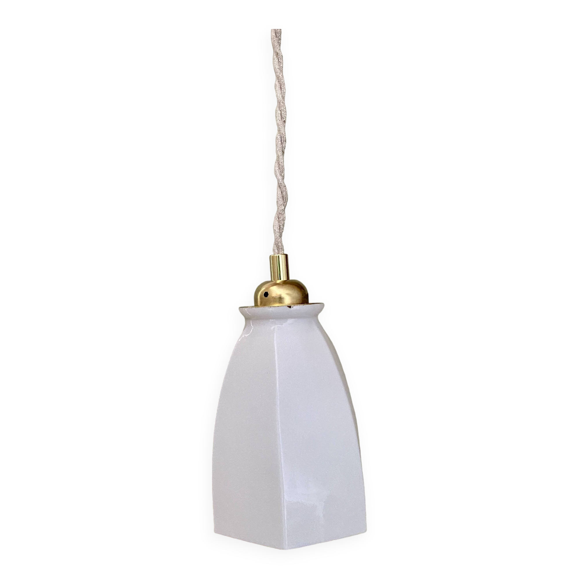 Vintage tulip pendant light in white opaline