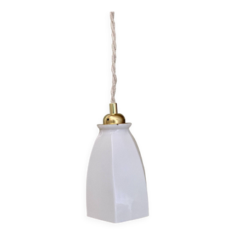Vintage tulip pendant light in white opaline