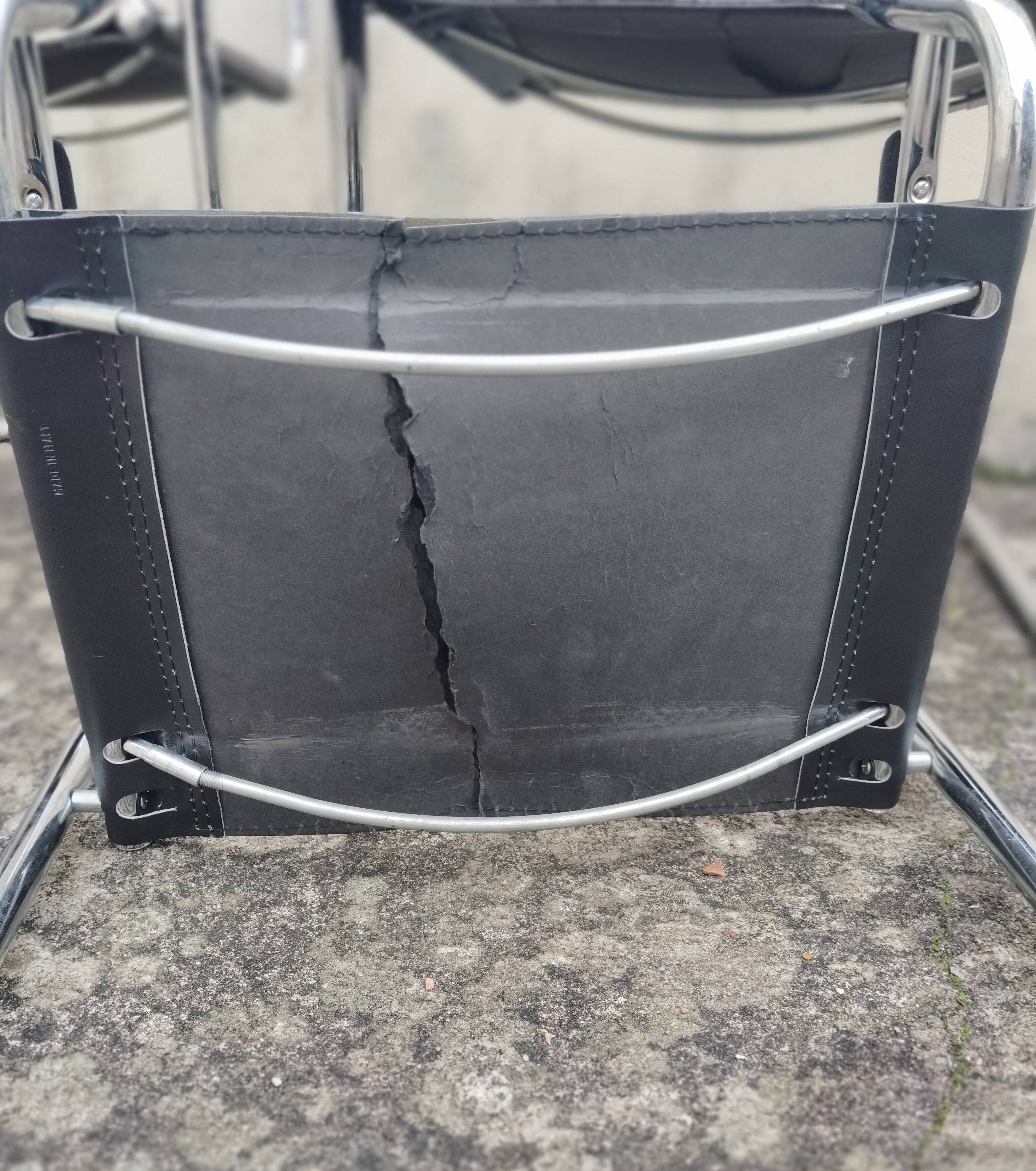 Set of 5 leather/chrome cantilever chairs