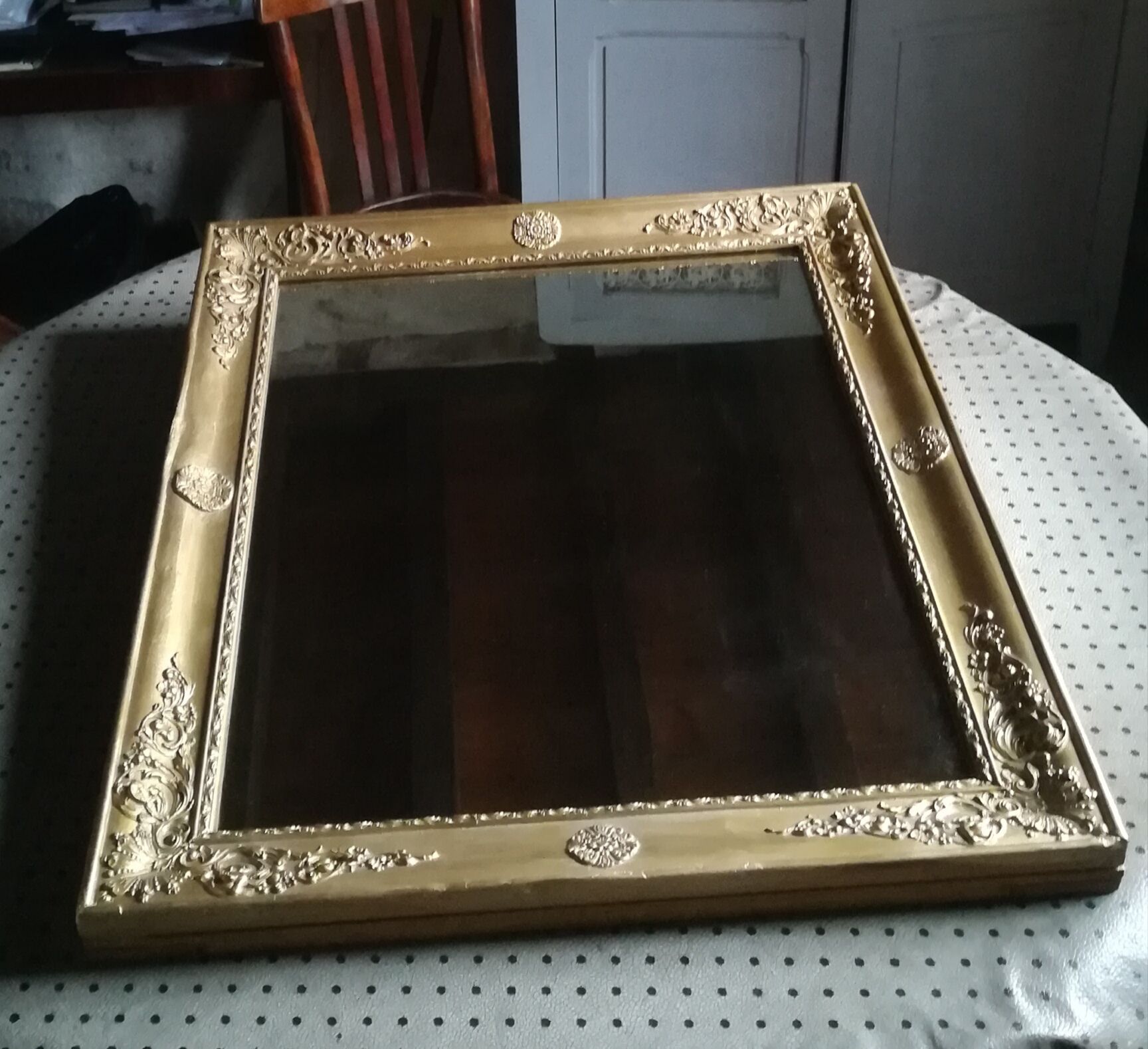 Mirror ancient gilded wood - 73x62cm