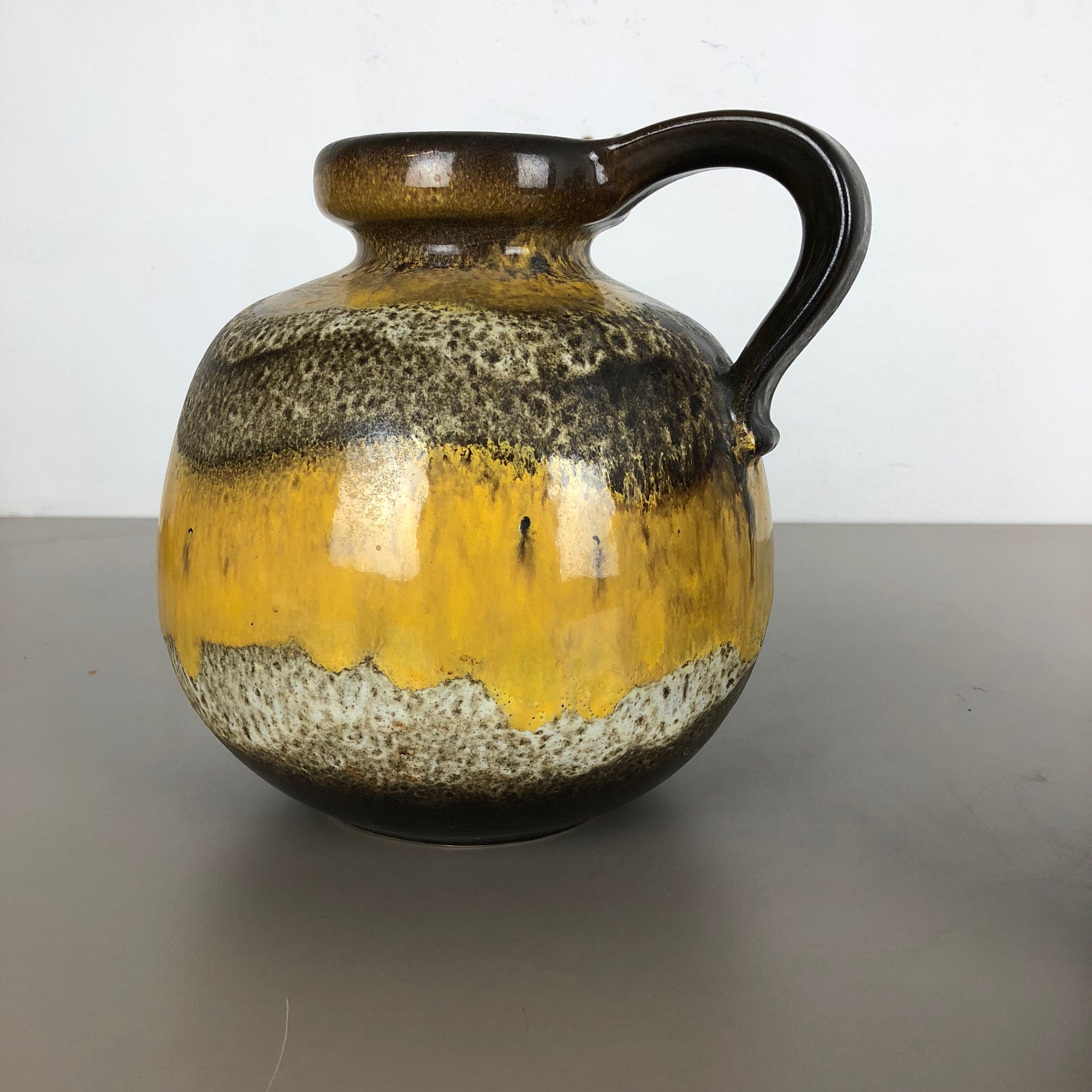 Set of two pottery fat lava vases model "484-21" made by Scheurich Germany 1970s